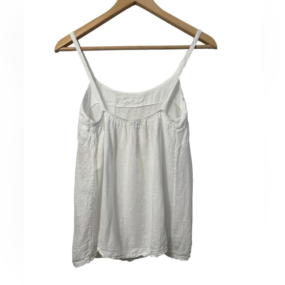 White 100% Linen Tank Top - Picture 2 of 6